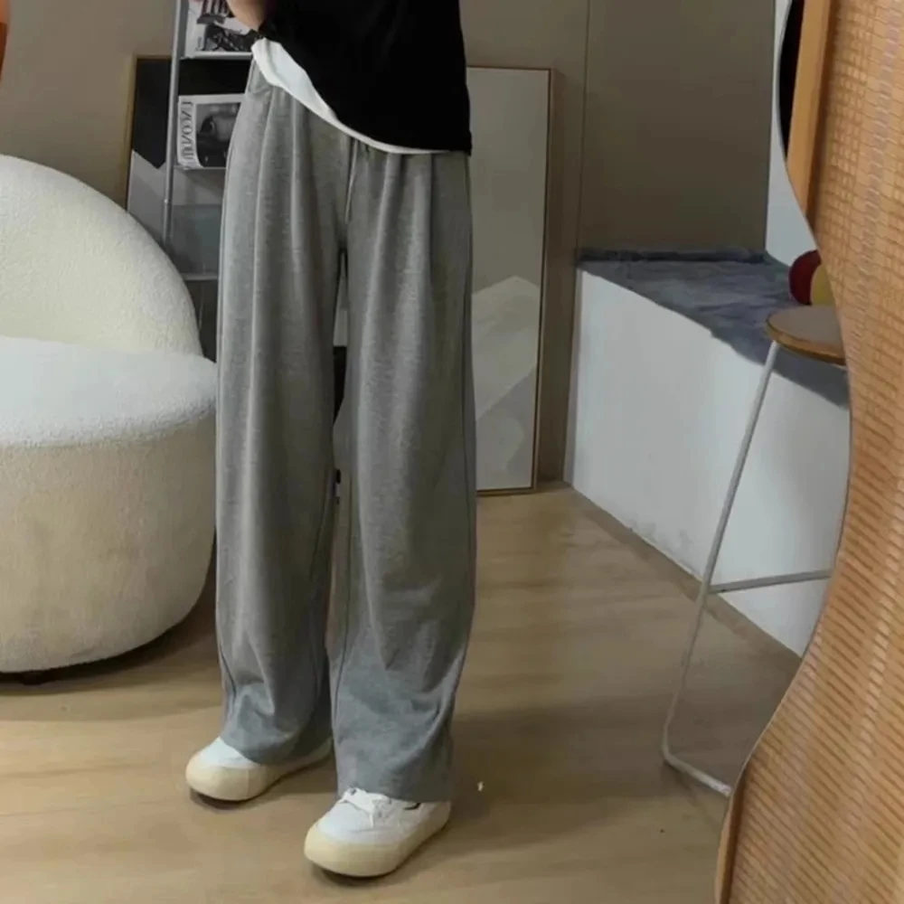 秋冬季慵懒风宽松休闲直筒裤女软糯百搭洋气显瘦垂感港风拖地长裤