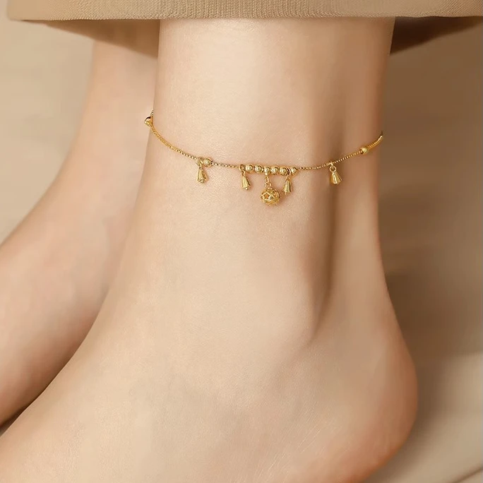 钛钢脚链 风铃脚链女轻奢小众高级感2024新款爆款新中式足链饰品
