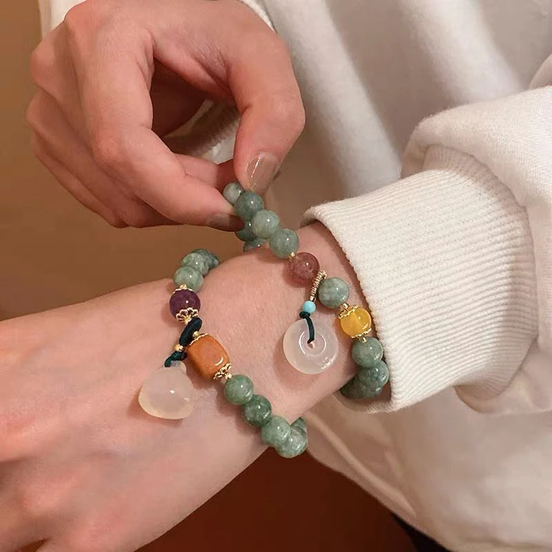 非金属仿水晶手链 莲蓬平安扣串珠手链轻奢小众高级感手串ins