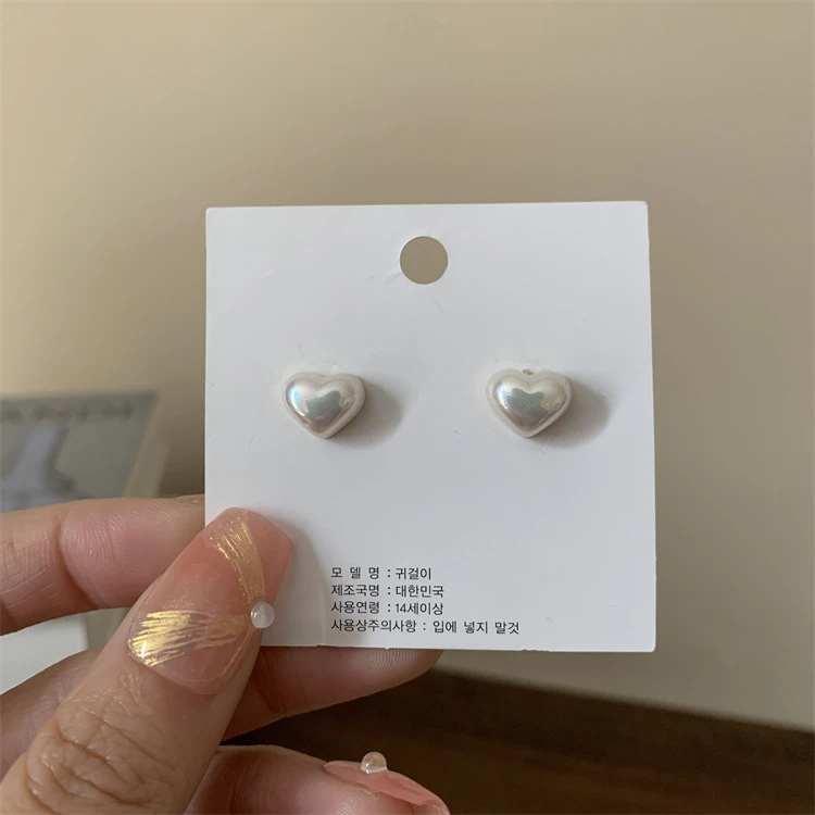 非金属仿珍珠耳饰 高亮防珍珠耳钉爱心复古高级小众耳饰耳环气质