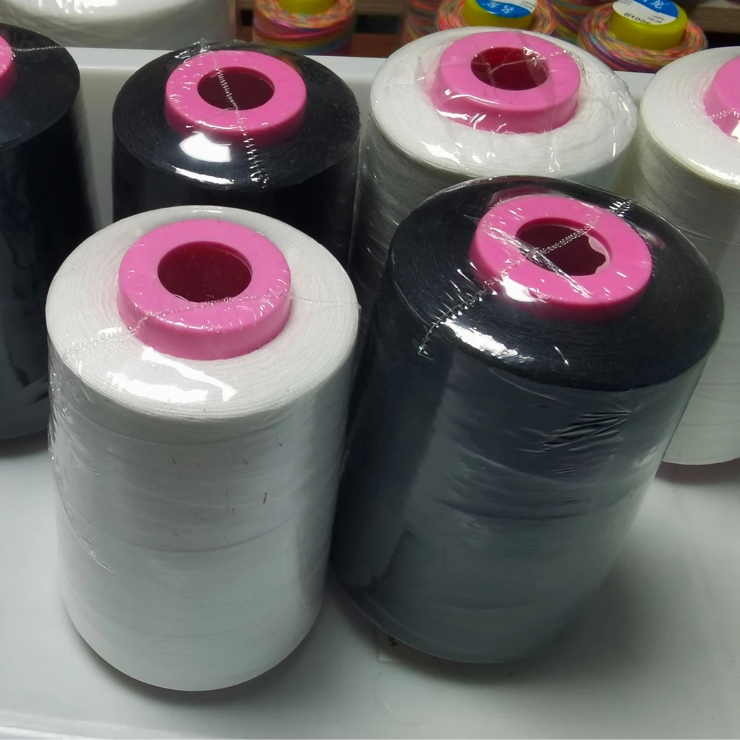 402缝纫机线黑白色细线5000米大轴手工黑色家用大卷缝衣线白线