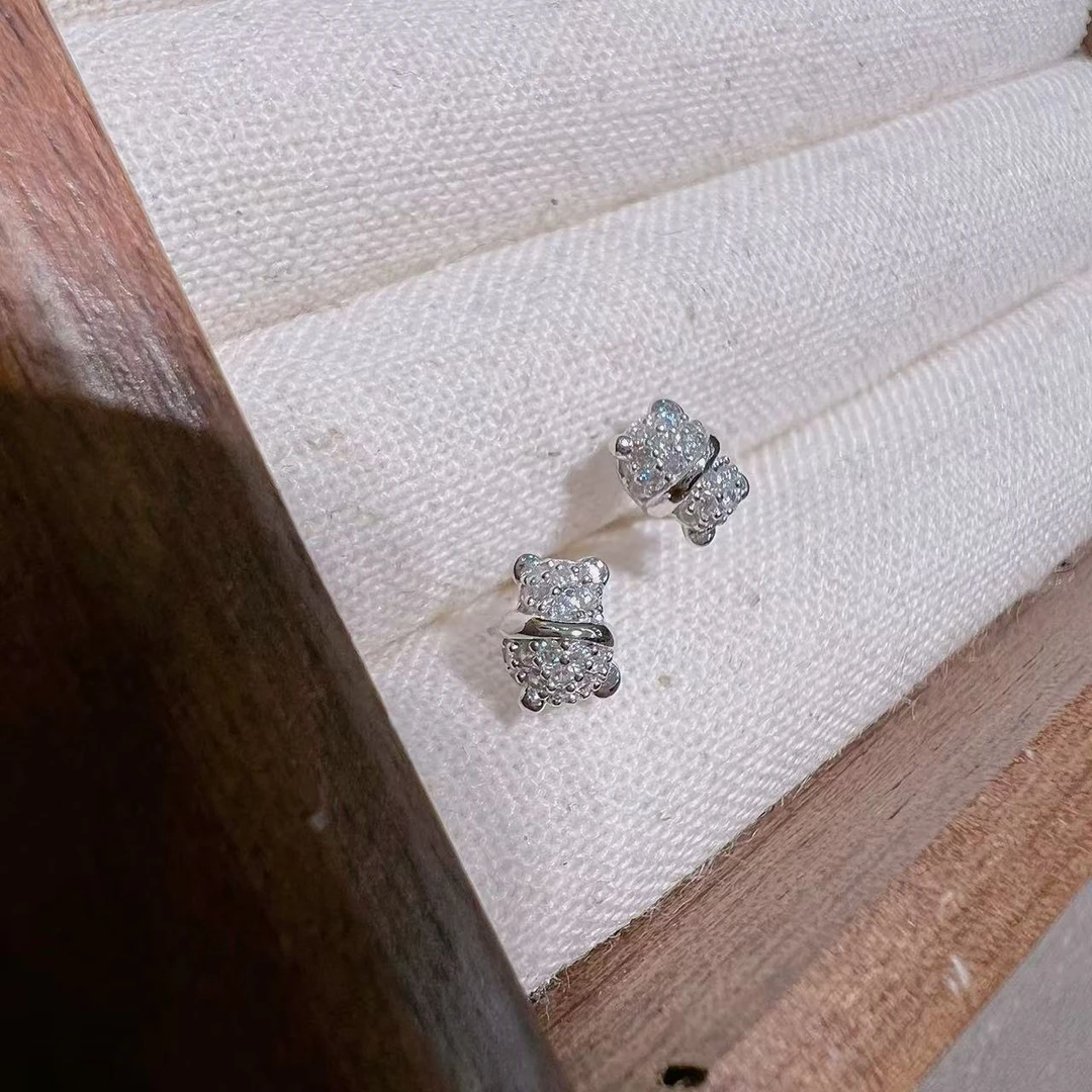 925银耳饰 旺莱 879 微镶满钻熊猫小耳朵X73983108 凤选