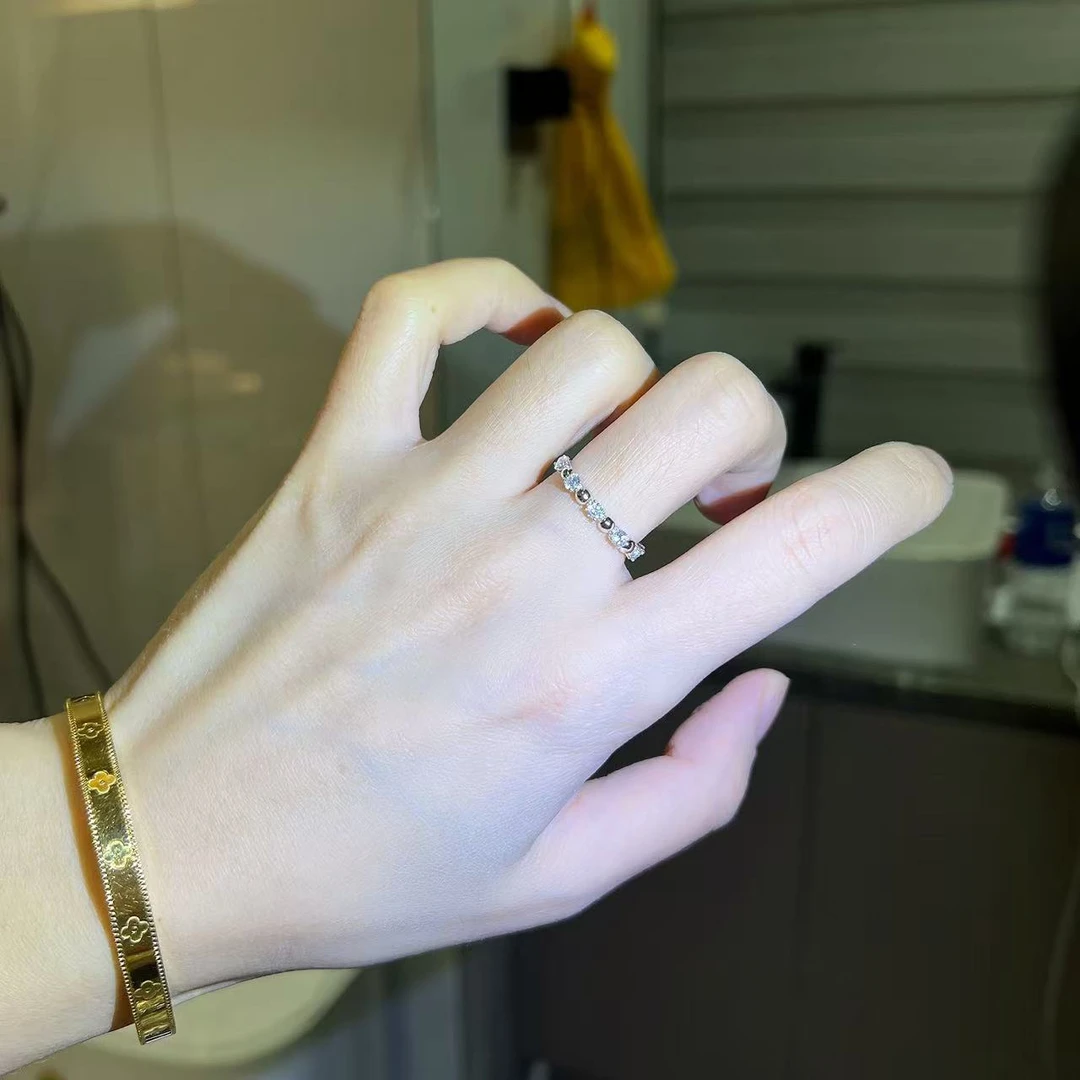 925银戒指 旺莱 871 圆珠闪锆固定圈口戒指J79633509 凤选