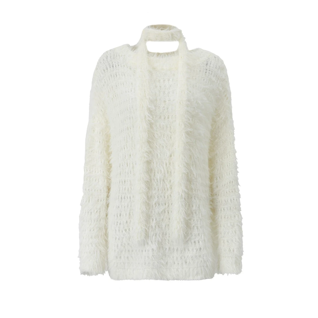 【行了行了】1JINN STUDIO 仿貂绒斜肩宽松毛衣