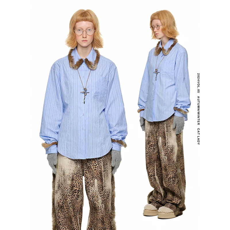 【米大大专属】1JINN STUDIO 领子拼毛衬衫