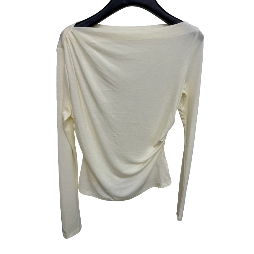 秋冬新品斜肩褶皱上衣气质长袖时尚休闲百搭女士显瘦网红设计感