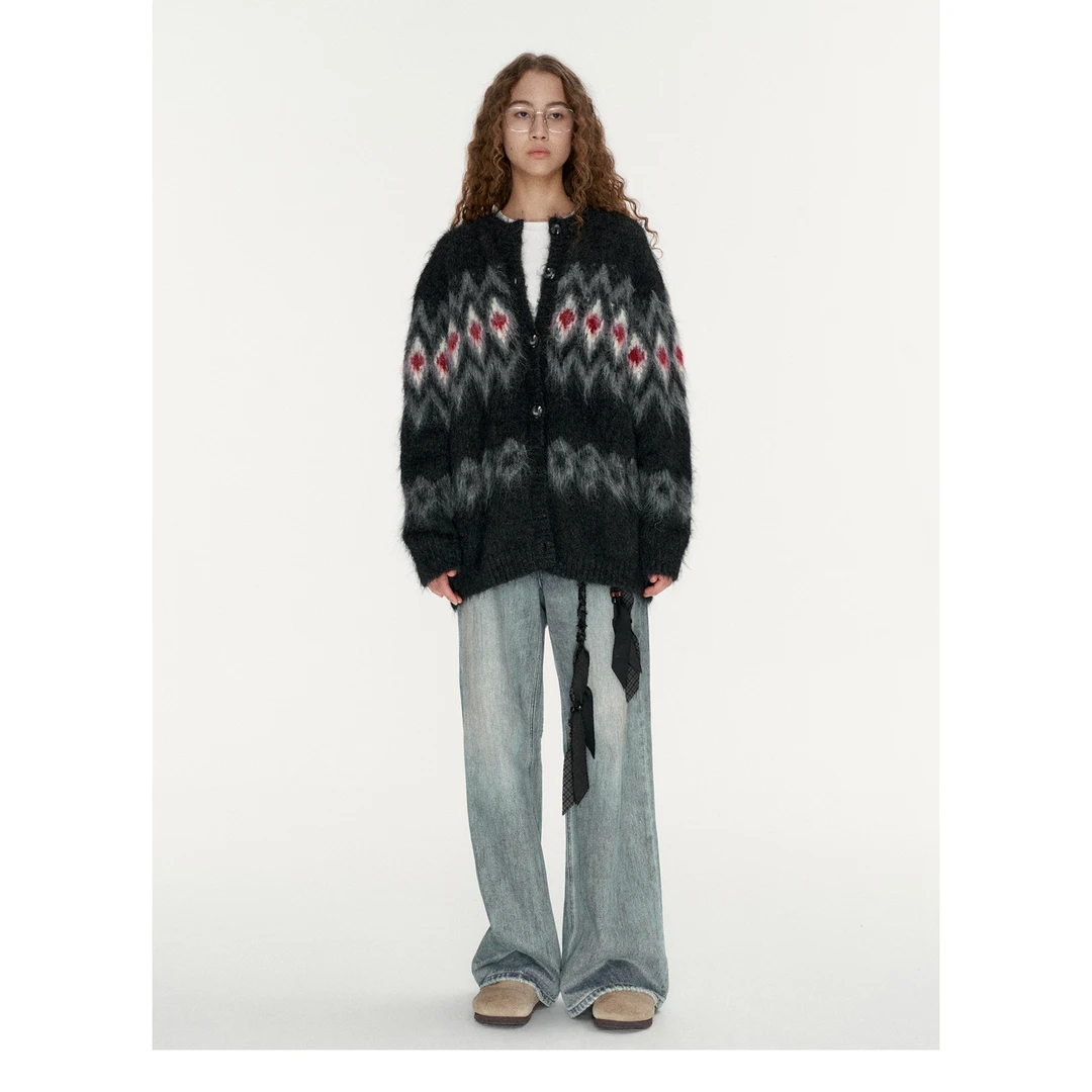 FIRSTFLOOR羊毛拉毛工艺宽松费尔岛毛衣外套