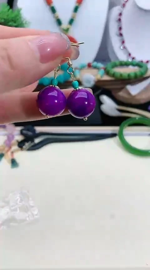 【闪购商品】苏纪石（舒俱来）耳钉银S925镀金镶嵌1019号