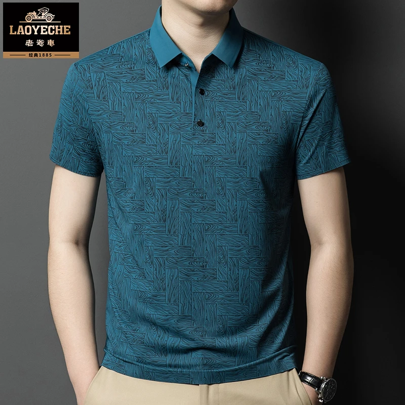 老爷车t恤男士商务休闲polo衫半袖上衣2025夏季新款时尚短袖T恤