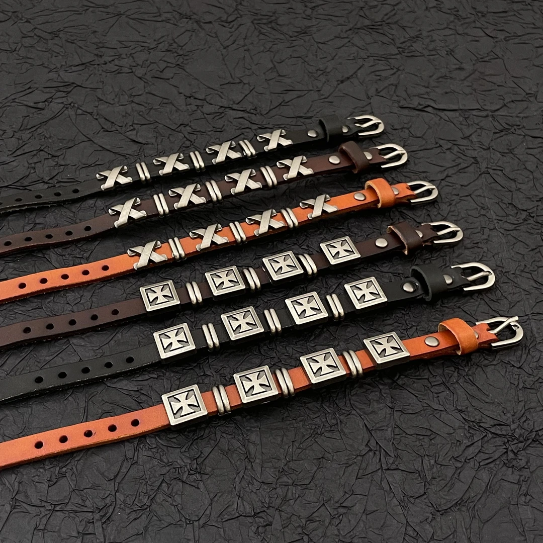 合金皮质手链 S0491-1朋克复古潮酷个性手链女十字架小众手环手饰