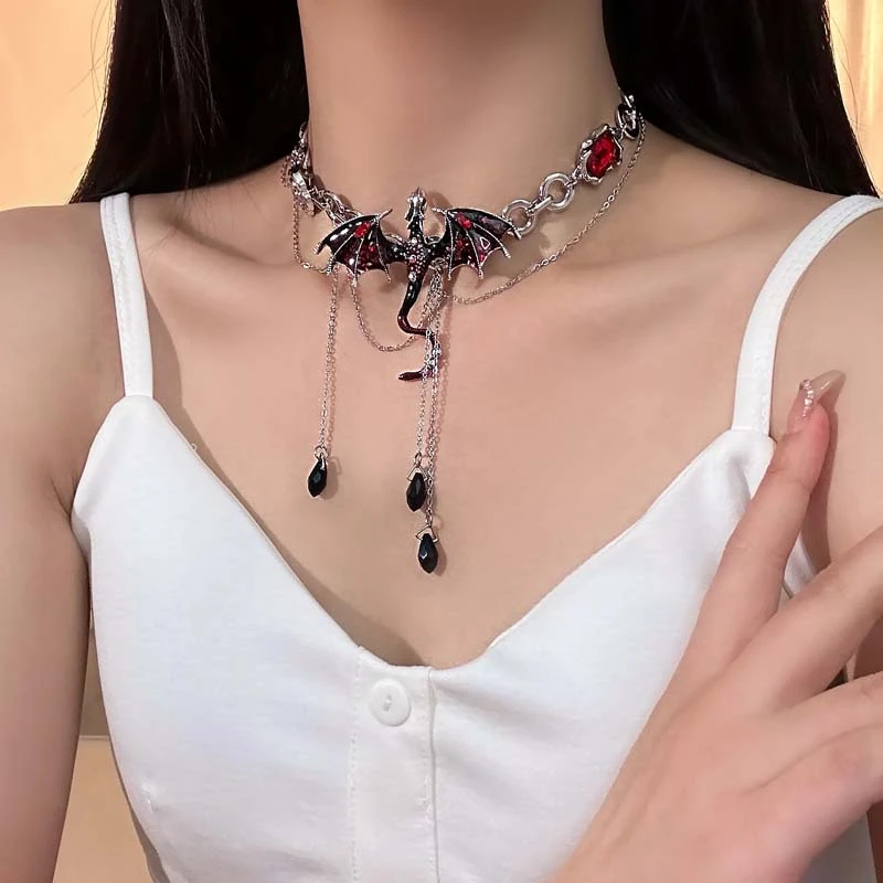 合金项链 X2330-1流苏潮酷时尚设计感重工飞龙项链小众帅气ins