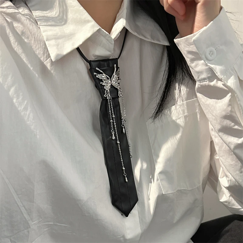 非金属布艺项链 X5062-1甜酷设计感液态蝴蝶领带项链女小众时尚