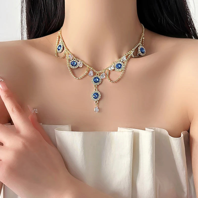 合金项链 X3035-1轻奢复古高级感项链女款小众梦幻气质颈链锁骨链