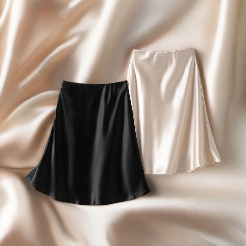 光泽感醋酸缎面短裙女夏季高级感别致漂亮a字半裙垂感包臀半身裙