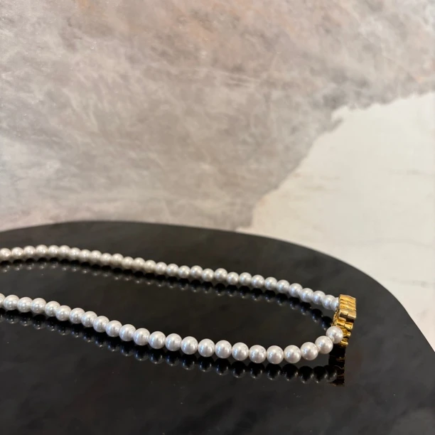 铜合金仿珍珠项链 正方形字母zz项链XL2269