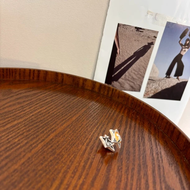 铜合金合成锆石耳饰 双面五角星耳夹EJ976