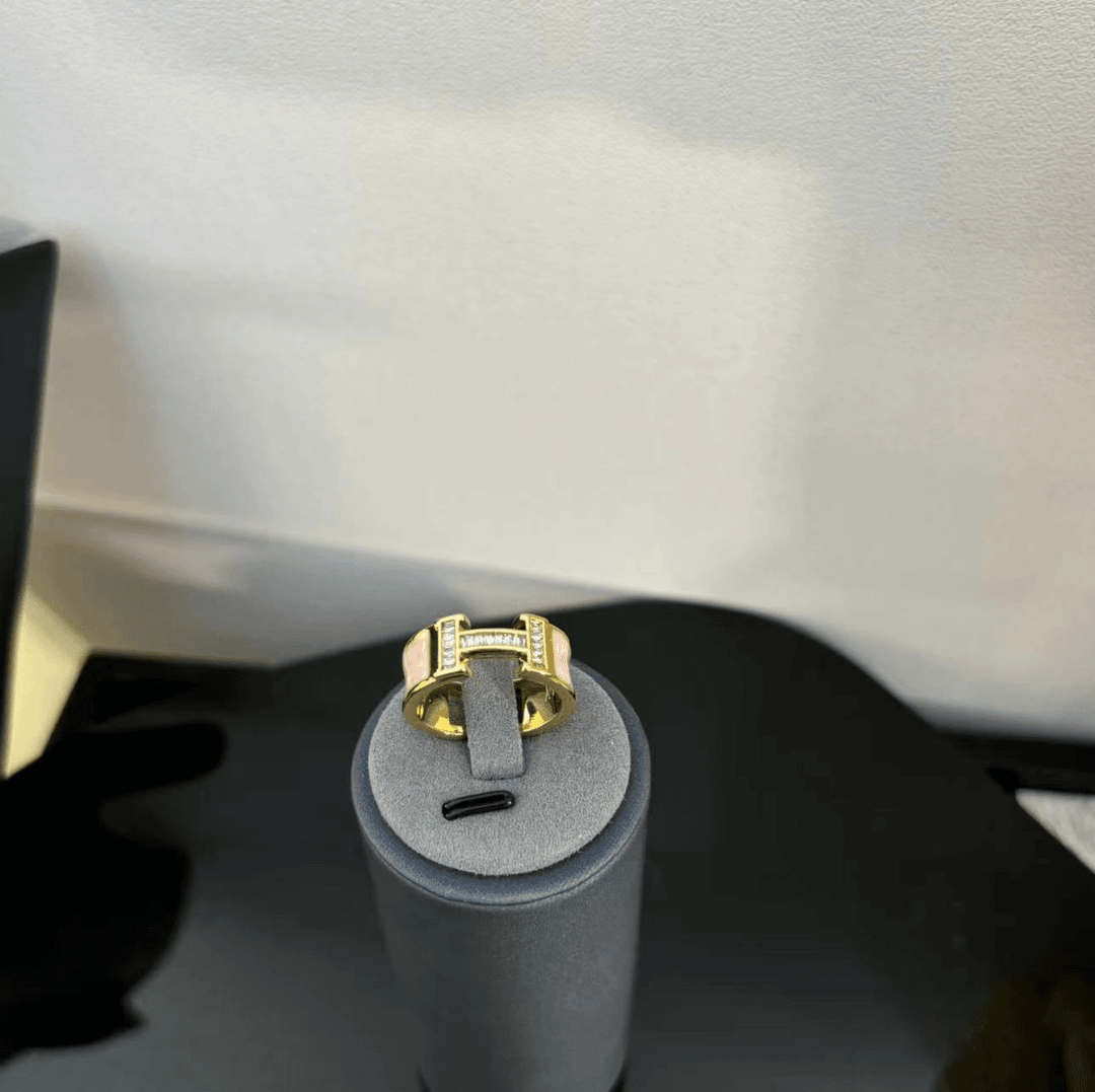 铜合金戒指 粉色字母戒指JZ1445-k015