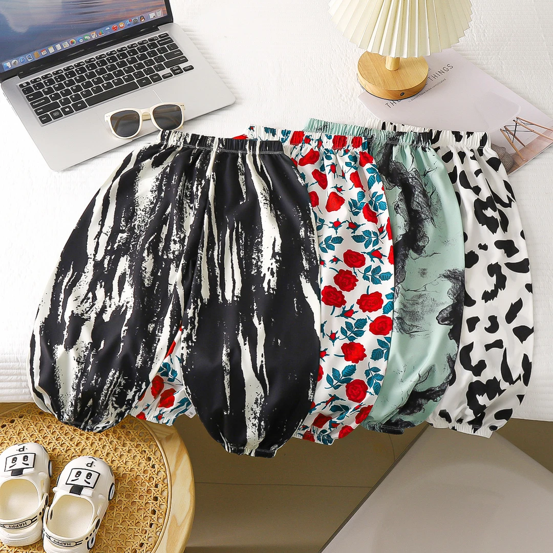 儿童薄款防蚊裤小童夏季洋气复古束脚裤中大童宽松长裤宝宝韩版裤