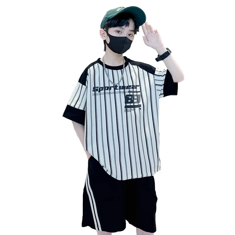 男童夏装套装2024新款短袖夏季6-12岁15岁中大童儿童痞帅网红炸街