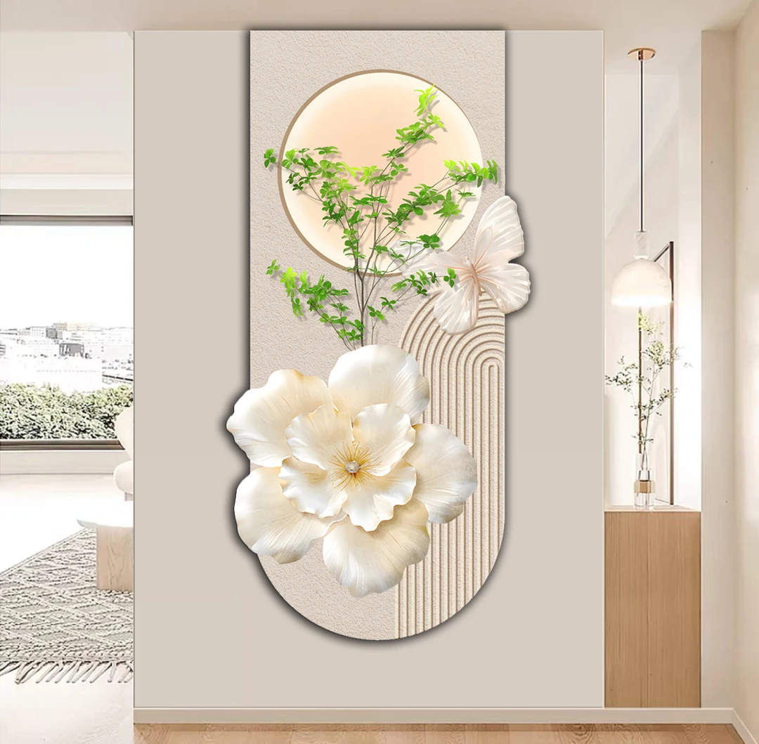 云朵D174奶油风花卉客厅装饰画精雕绿植入户门玄关过道装饰挂画JL