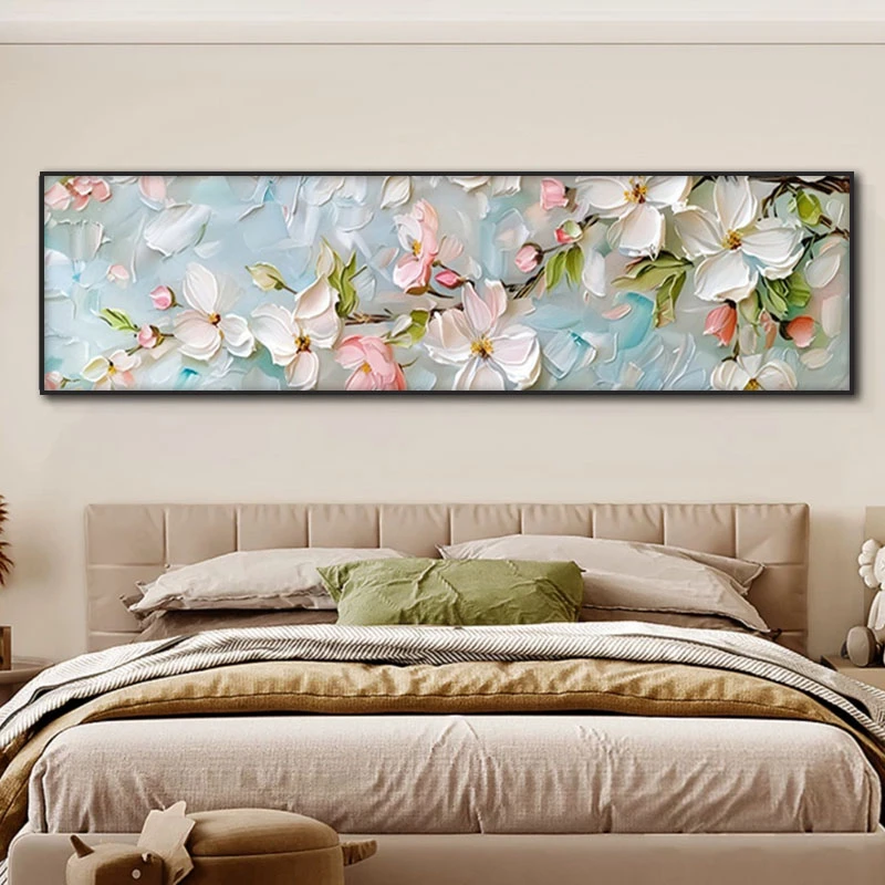 CU-003桃花奶油风卧室装饰画主卧床头挂画酒店民宿温馨挂画