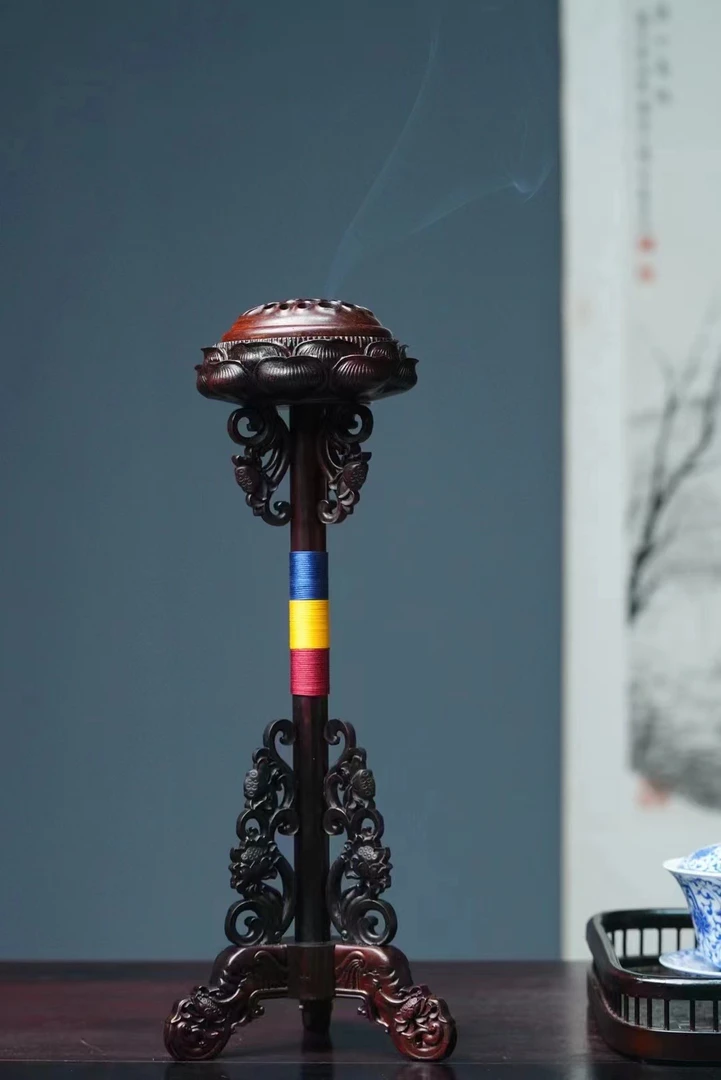 大红酸枝宝莲灯香炉红木工艺品