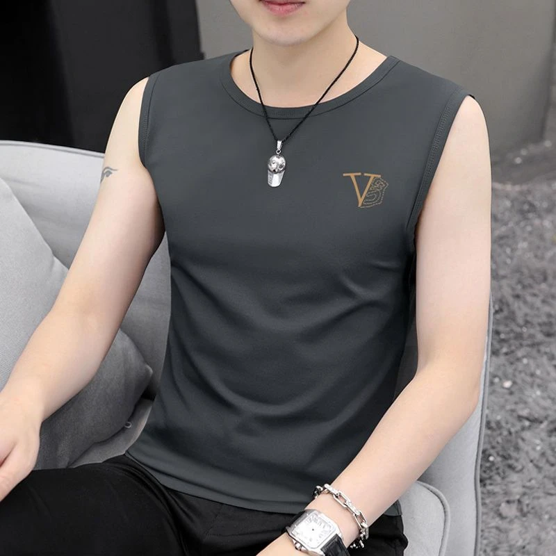 新款背心男士无袖薄款T恤夏季速干运动健身潮流打底外穿坎肩马甲