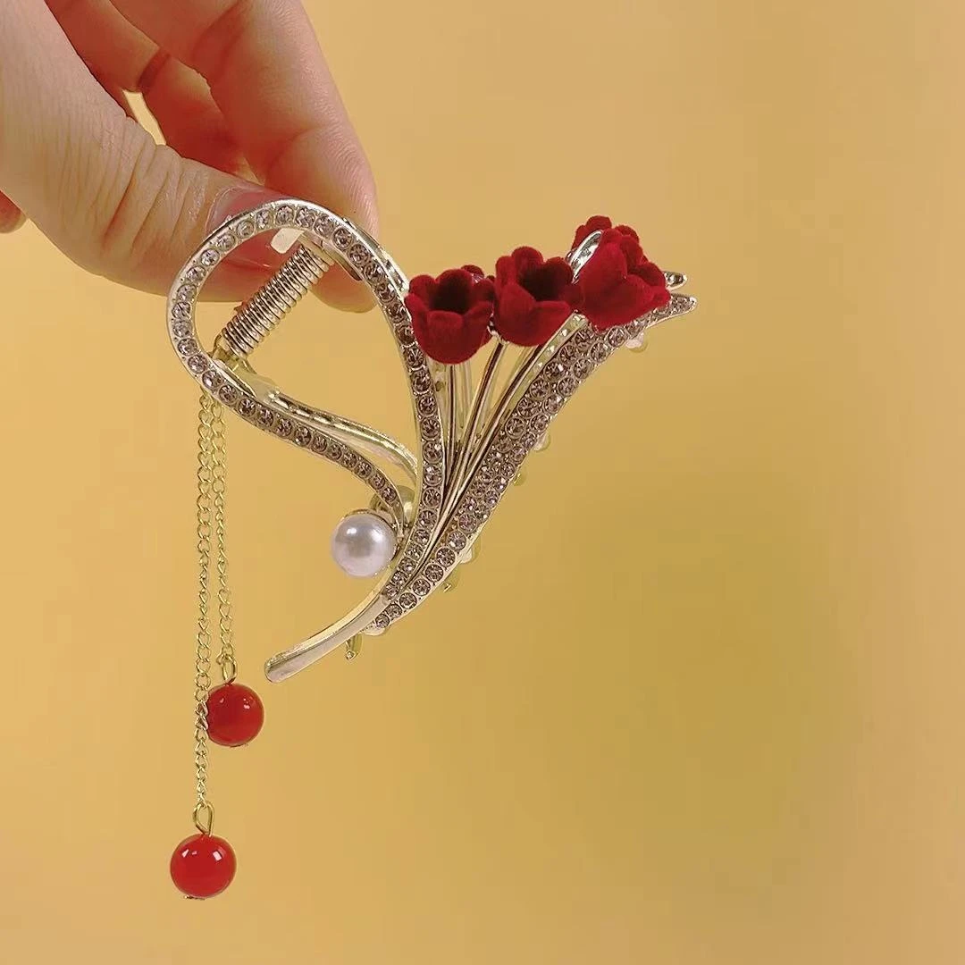 锌合金发饰 精致简约铃兰花小抓夹气质百搭后脑勺发夹发卡头饰