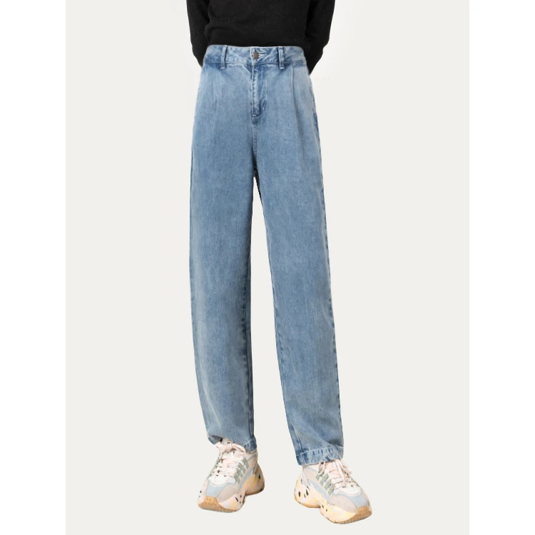 牛仔裤天丝小脚裤春秋高腰牛仔裤女款爆款2025新款正品直筒老爹裤