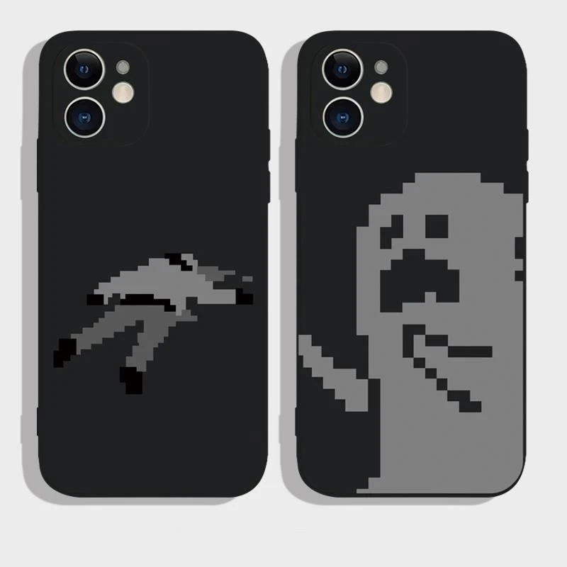 吓死人像素格创意小众iPhone15plus苹果14promax简约13Pro全包11