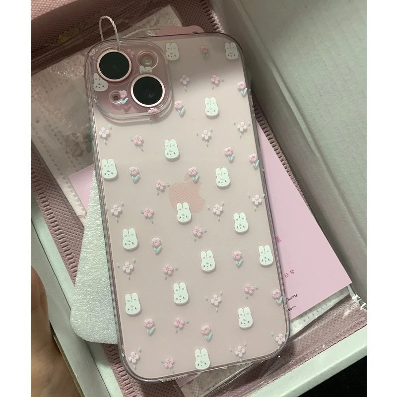 苹果15promax花花小兔手机壳14plus可爱iPhone113pro全包xs软硅胶