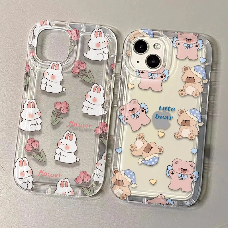 趣味小兔iPhone15苹果14promax手机壳13/12全包11防摔情侣创意ins