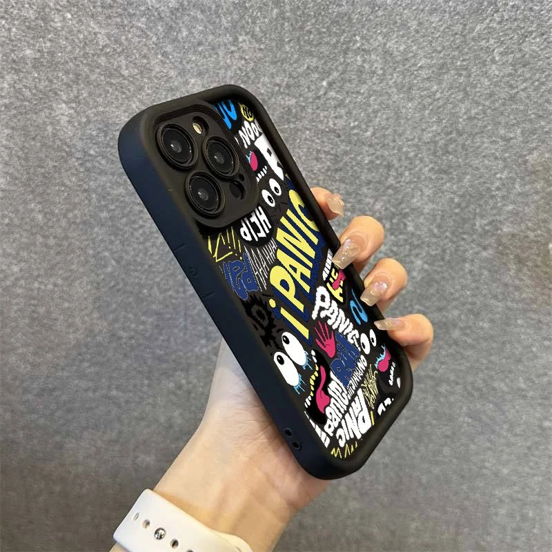 适用苹果15手机壳全包潮流涂鸦iphone14promax气囊12/11硅胶7/13