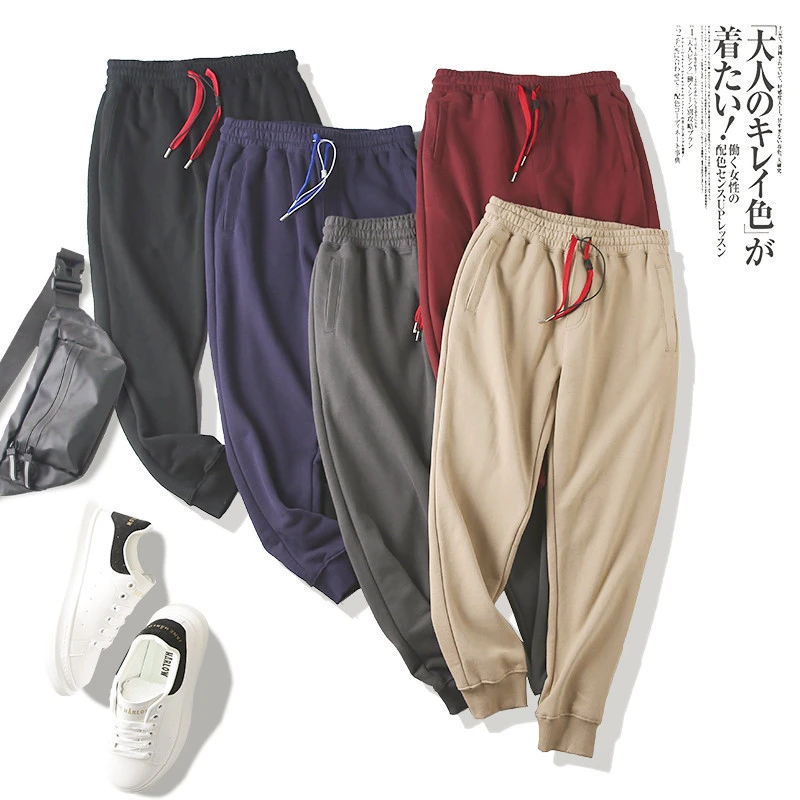 百搭基础款！400g罗马绒！外贸男装秋冬季时尚松紧腰束脚休闲裤潮