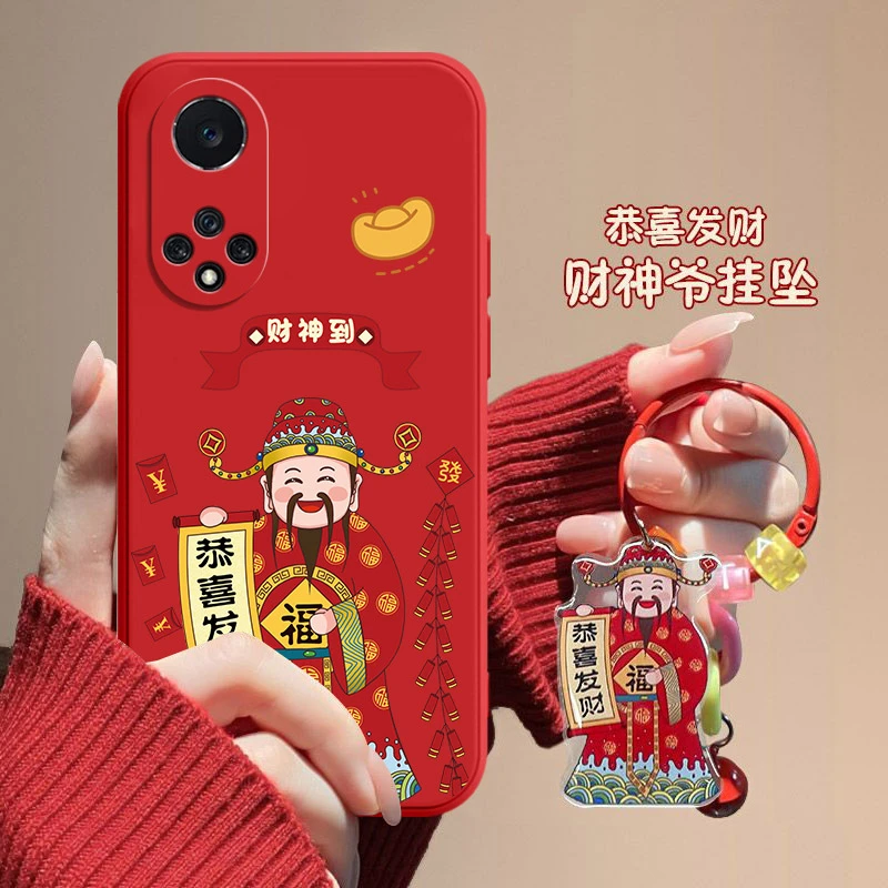 财神爷华为nova9手机壳NAM-AL00简约情侣新年款防摔直边软壳女男