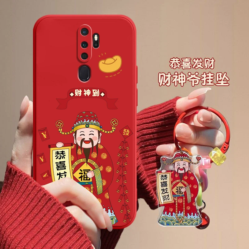 财神爷oppoa11x手机壳PCHM30新年款女个性防摔创意直边软壳情侣男
