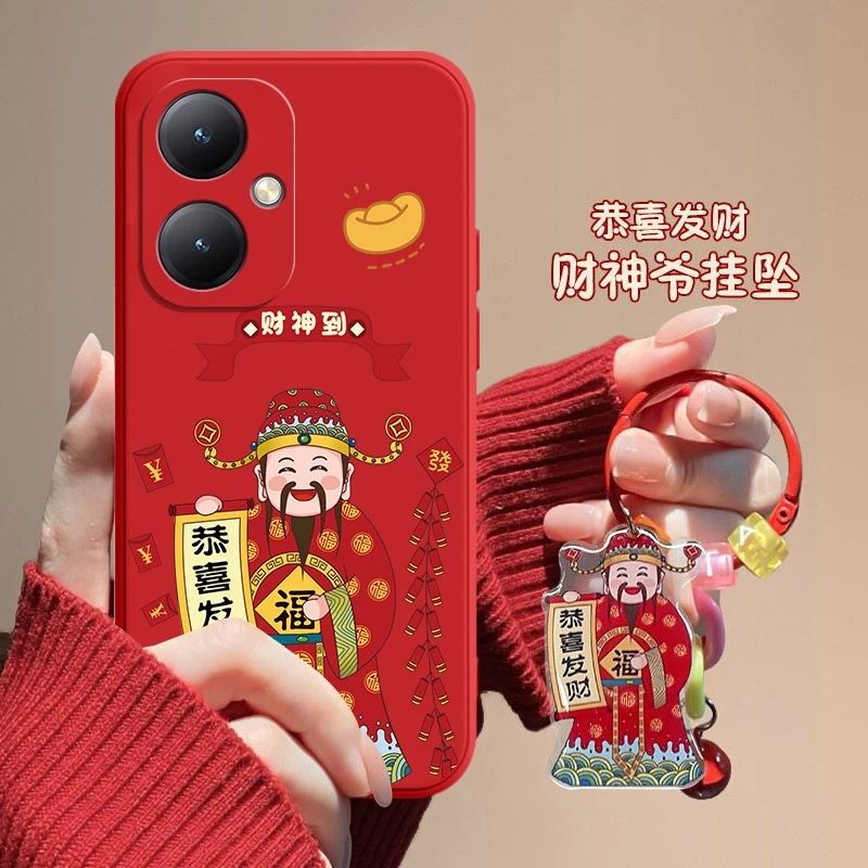 财神爷vivoy35+手机壳V2279A女情侣创意个性新年款简约防摔男超薄