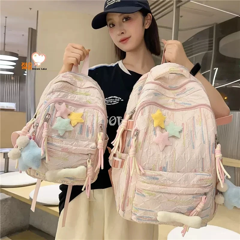 高颜值书包女初中生韩版森系大容量背包高中小学生时尚轻便双肩包