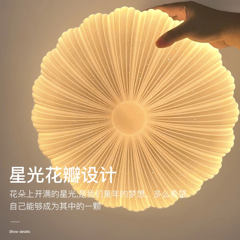 奶油风卧室灯吸顶灯现代简约男孩女孩花朵护眼儿童房灯家用房间灯