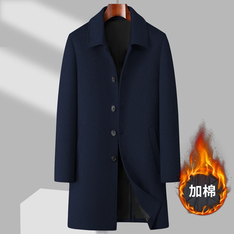 韩版修身加厚呢子外套男士中长款风衣秋冬季新品高档时尚毛呢大衣