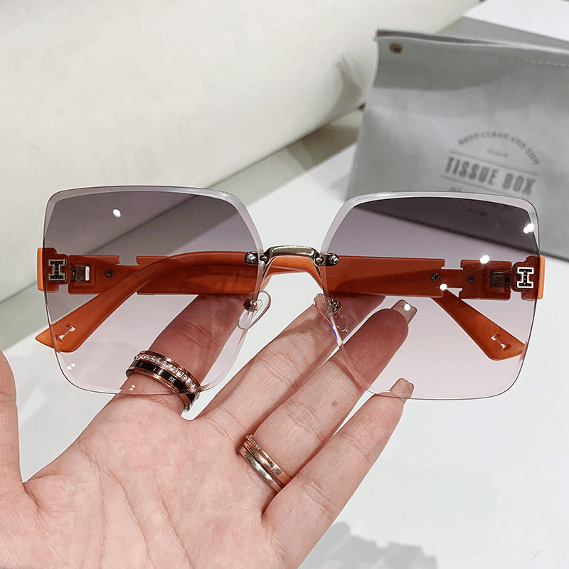 新方款潮防紫外线渐变太阳眼镜女士夏防晒无框太阳镜女墨镜高级感