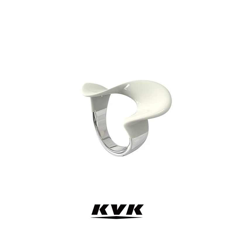 KVK 铜合金戒指 白系列·2022年新款花瓣流线单戒拼色
