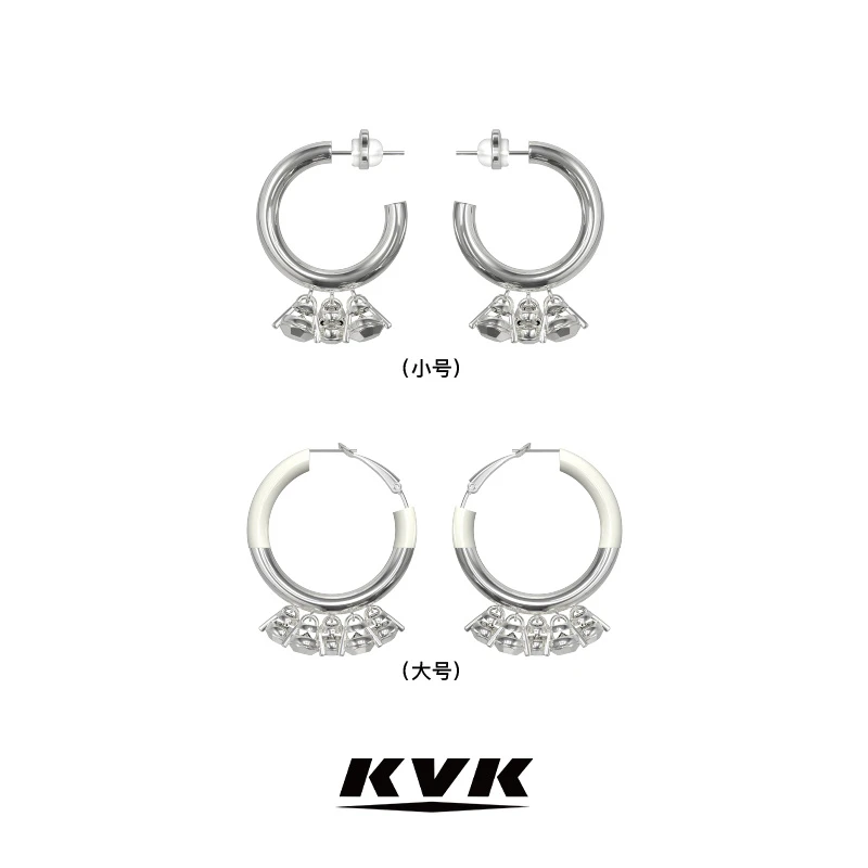 KVK 铜合金耳饰 白系列·2022年新款拼色小众高级捧花白钻耳环