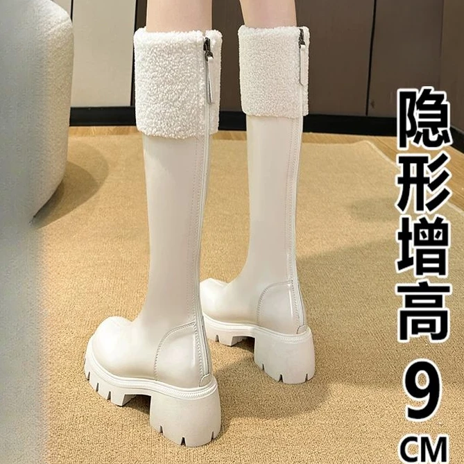内增高长筒靴女2024新款秋冬加绒小个子长靴子女2024靴子女长筒靴