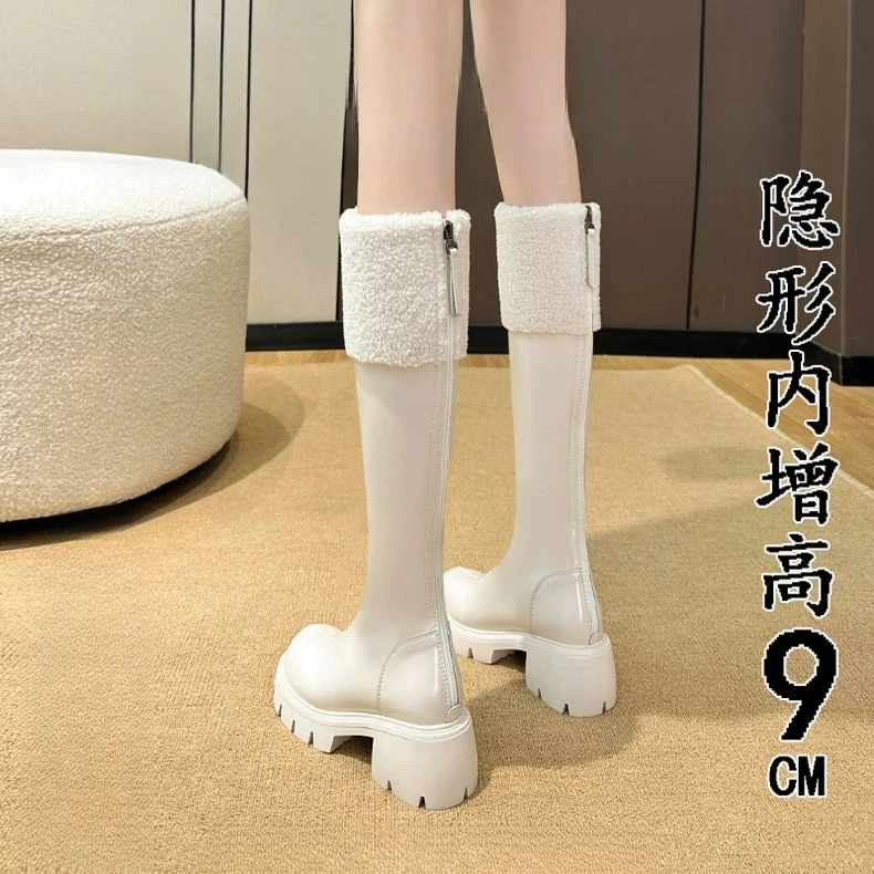 内增高长筒靴女2025新冬季厚底小个子长靴子女2025靴子女长筒靴