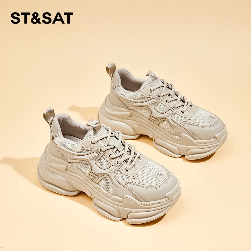 星期六女鞋老爹鞋女春季2025新款鞋子透气厚底增高炸街休闲运动鞋