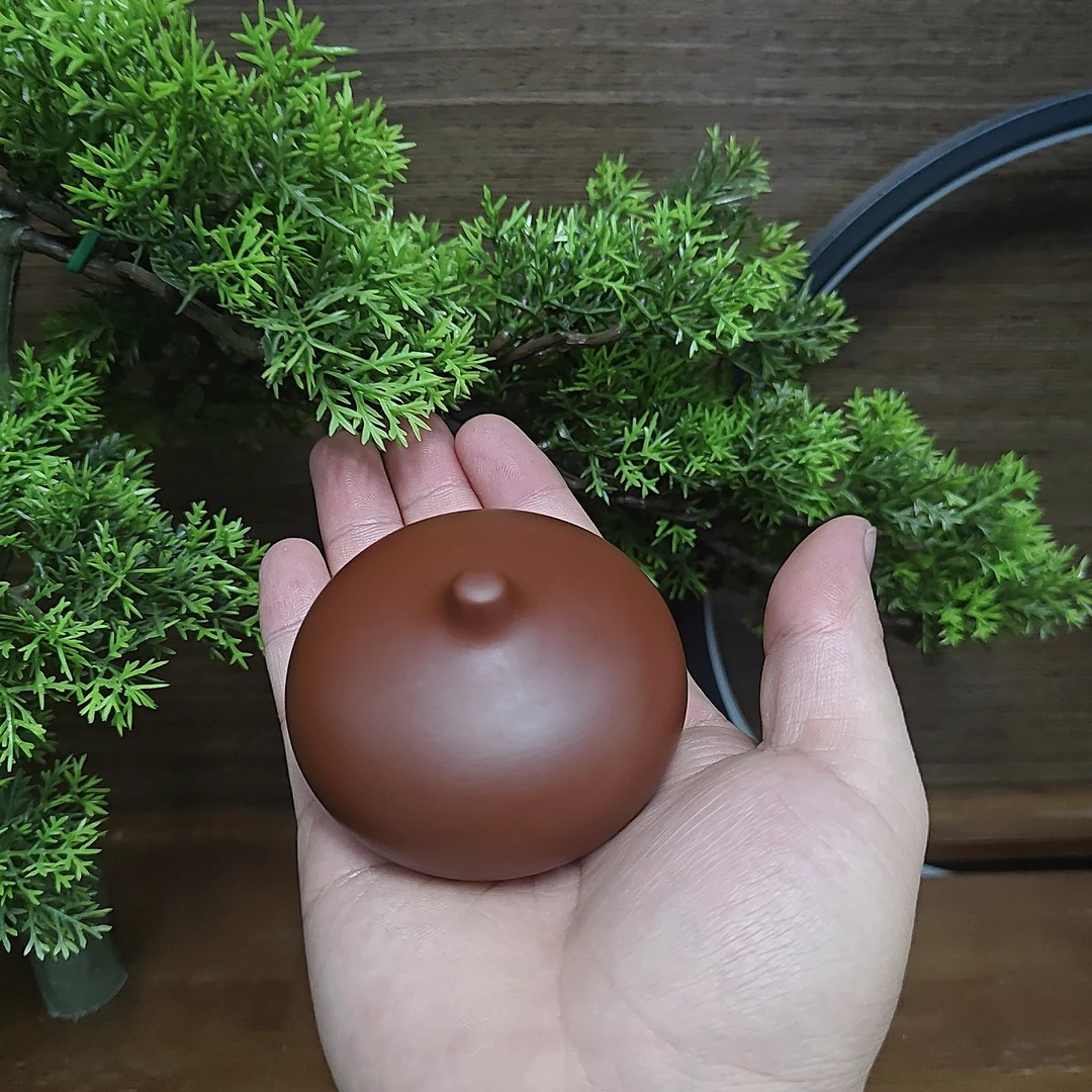 潮州朱泥盖置茶道摆件水滴盖置家用茶道配件盖托功夫茶具陶瓷