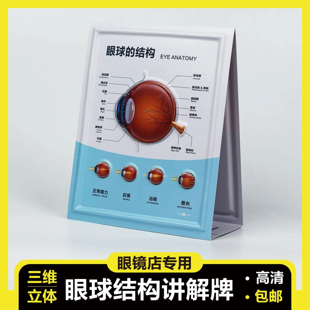 眼科验光室海报眼球结构图爱眼护眼墙贴眼镜店三维吸塑装饰画简约