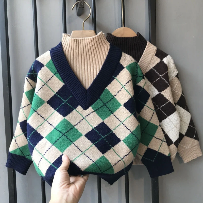 童装男童假两件套头毛衣秋冬韩版打底衫儿童宽松针织衫毛线衣冬装