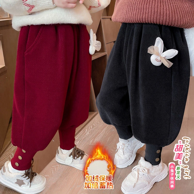 2023女童时尚裤子韩版秋冬款女宝宝潮流女童裤子加绒保暖外穿长裤
